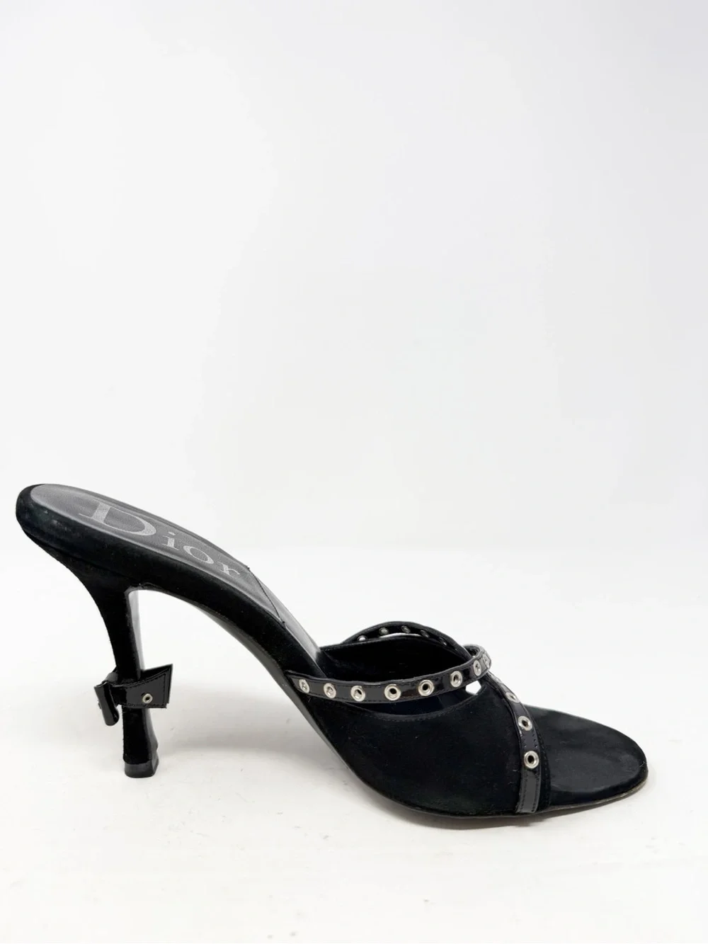 Vintage Christian Dior John Galliano Bondage Black Sandal Mules Size EU 38.5